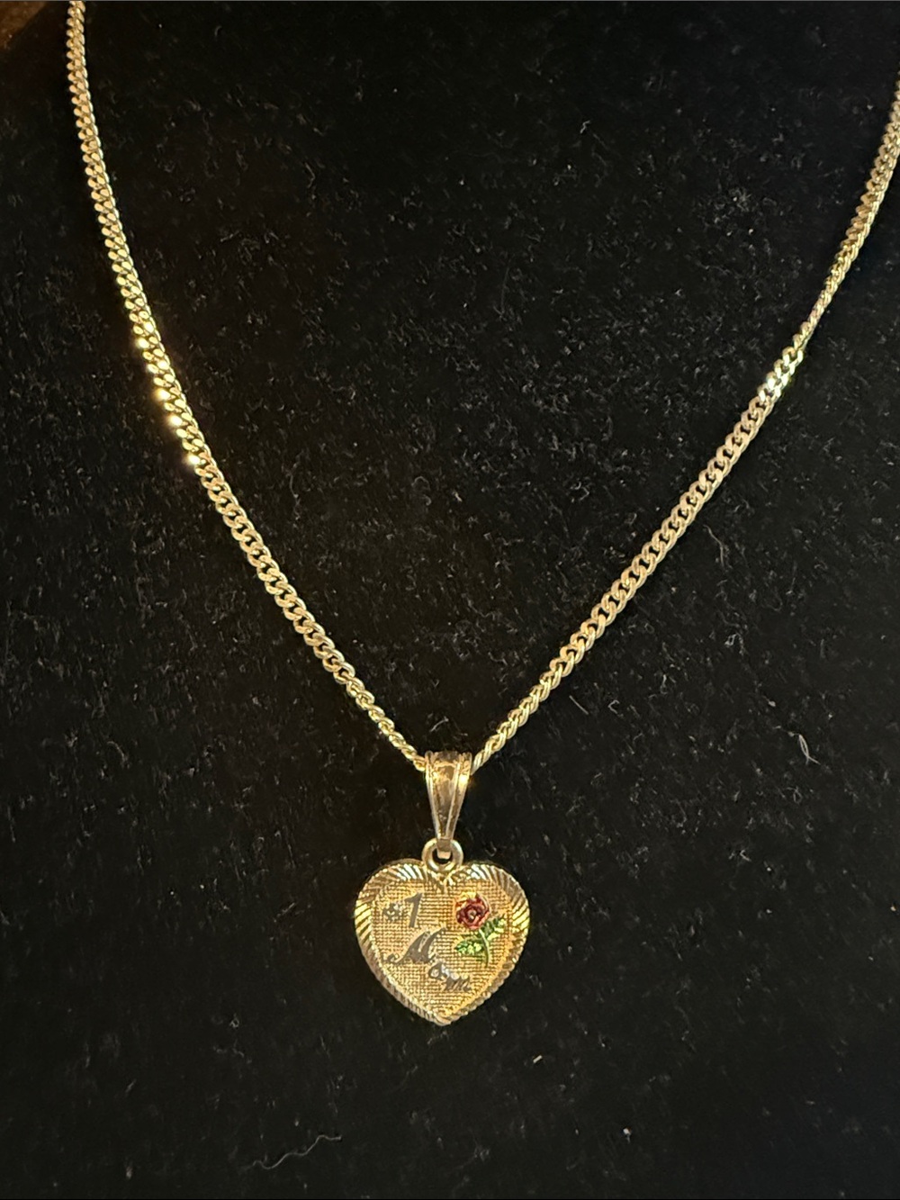 Gold Heart Locket Necklace with Floral Accent  Stainless Steel - Women Jewelry